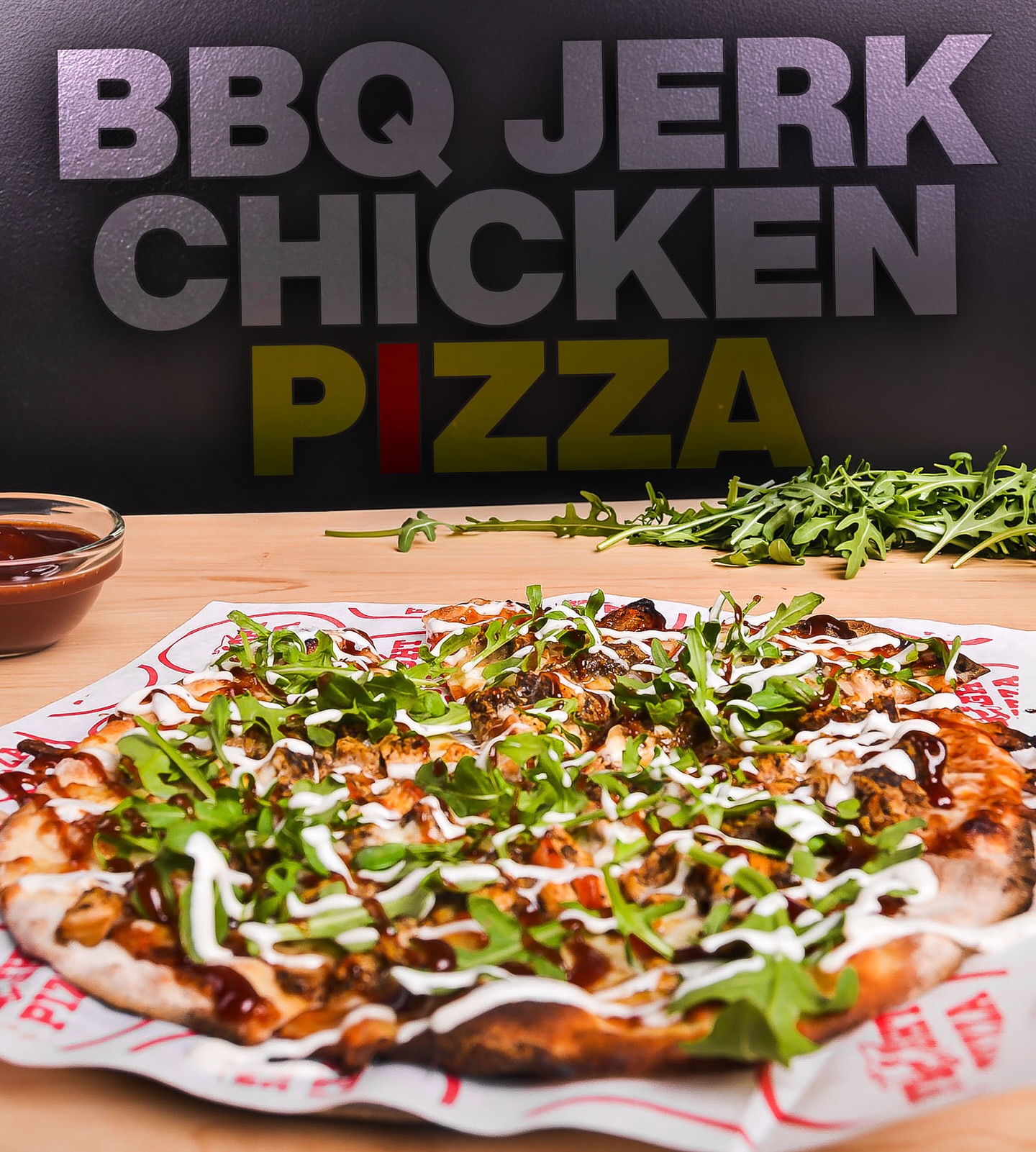 BBQ Jerk Chicken pizza fresh out the oven